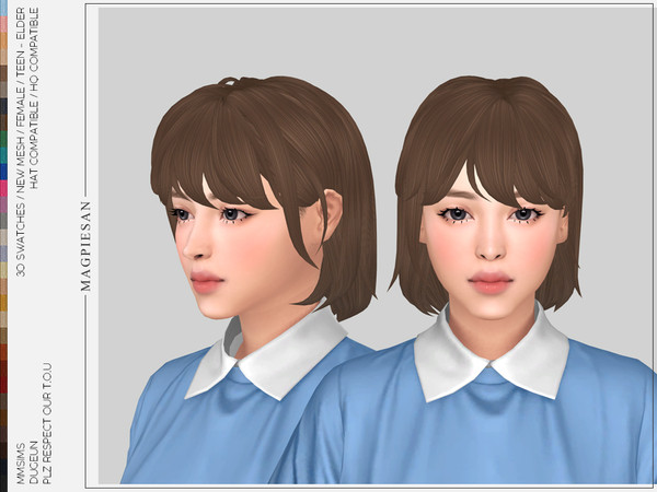 Sims 4 — Dugeun Hair by magpiesan — Bob hairstyle in 30 colors for Female.
