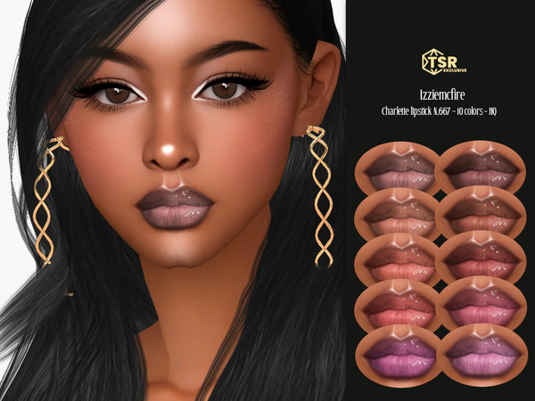 Sims 4 — IMF Charlette Lipstick N.667 by IzzieMcFire — Charlette Lipstick N.667 contains 10 colors in hq texture.