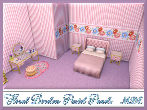 Sims 4 — Floral Borders Pastel Panels by MDE — Add another dimension to your interior with the range of decorative floral