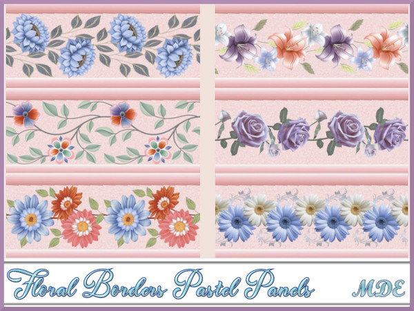 Sims 4 — MDE-Floral Borders Pastel Panels-04 by MDE — Add another dimension to your interior with the range of decorative