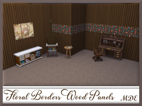 Sims 4 — Floral Borders Wood Panels by MDE — Add another dimension to your interior with the range of decorative floral