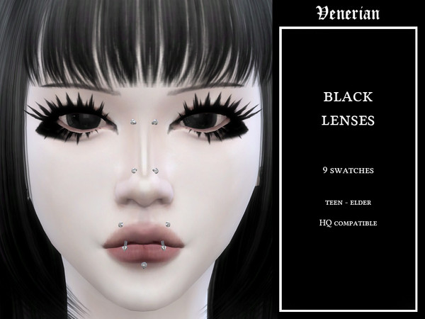 Sims 4 — Black Eye Lenses by Venerian by Venerian — HQ compatible Teen to elder No gender or frame restrictions