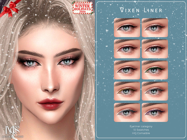 Sims 4 — Winter Holidays Vixen Liner by VELYSEA — -Winter Holidays Collab Special -Eyeliner category -HQ comatble -10