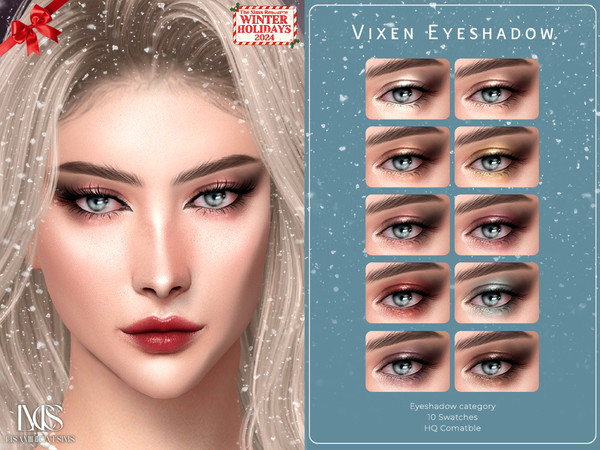 Sims 4 — Winter Holidays Vixen Eyeshadow by VELYSEA — -Winter Holidays Collab Special -Eyeshadow category -HQ comatble
