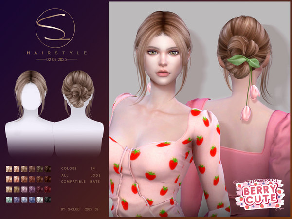 Sims 4 — (BERRY CUTE)S-Club_020925_ updo hairstyle by S-Club — updo hairstyle hope you like, thank you.