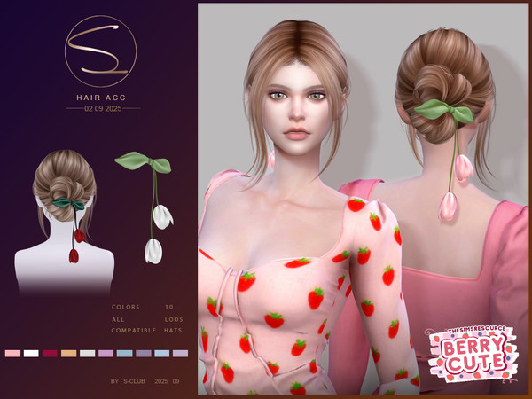 Sims 4 — (BERRY CUTE)S-Club_020925_ HAIR ACC by S-Club — hair acc with 10 colors, hope you like.