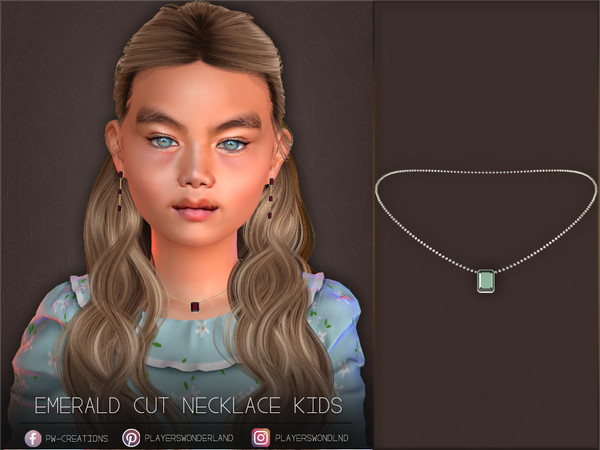 Sims 4 — Emerald Cut Necklace Kids by PlayersWonderland — Kids version of my Emerald Cut Necklace. - 9 Swatches