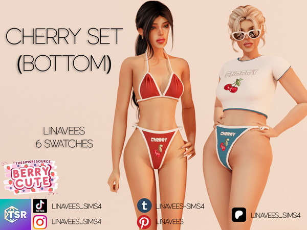 Sims 4 — BERRY CUTE - CHERRY SET (BOTTOM) by linavees — New Mesh