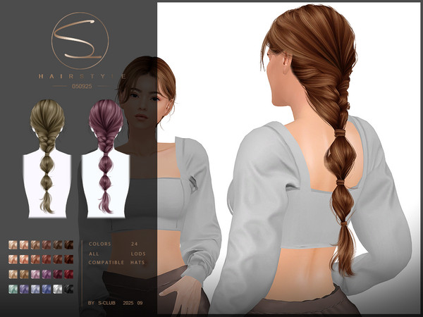 Sims 4 — S-CLUB_050925_ Braid hairstyle by S-Club — Braid hairstyle hope you like, thank you.
