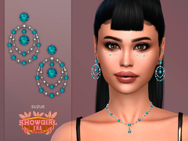 Sims 4 — Showgirl Era Aria Earrings by Suzue — New Mesh (Suzue)