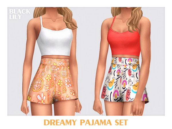 Sims 4 — Dreamy Pajama Set by Black_Lily — YA, A, Teen