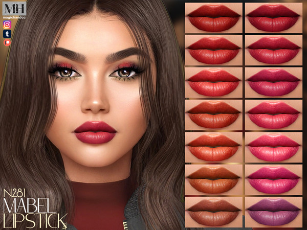 Sims 4 — Mabel Lipstick N281 by MagicHand — Sheen Lipstick in 18 colors - HQ Compatible.