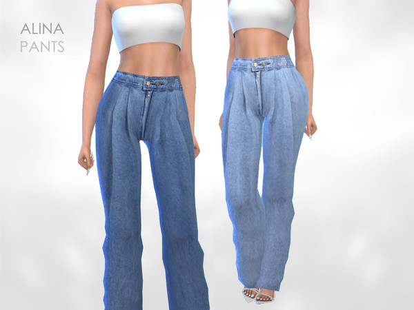 Sims 4 — Alina Pants by Puresim — Denim jeans in 2 swatches