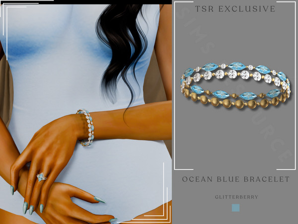 Sims 4 — Ocean Blue Bracelet by Glitterberryfly — A blue ocean vibe bracelet
