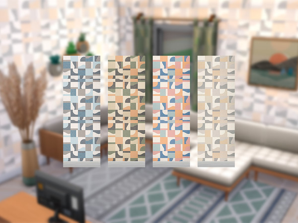 Sims 4 — Coloured Blocks by Sinegosa — The Coloured Blocks collection features a retro geometric pattern complemented by
