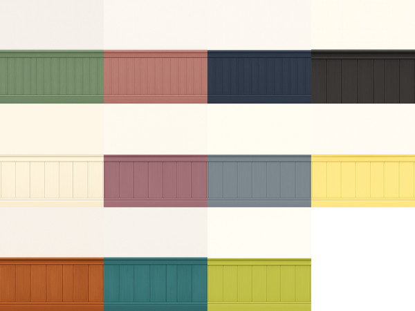 Sims 4 — Colorful half wainscoting by jetgirl_247 — A set of walls with lower half colorful wainscoting and neutral cream
