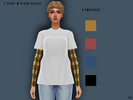 Sims 4 — Ziaraallman T-shirt With Plaid Sleeves by ziaraallman — A maxis match T-shirt with plaid sleeves, comes in 4