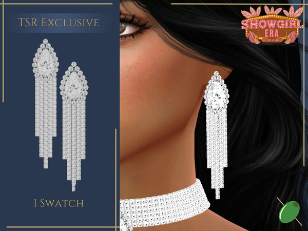 Sims 4 — Lola Earrings by Pitted0live — Large diamond fringe earrings
