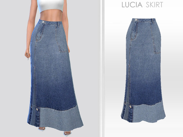 Sims 4 — Lucia Skirt by Puresim — Denim skirt for female sims