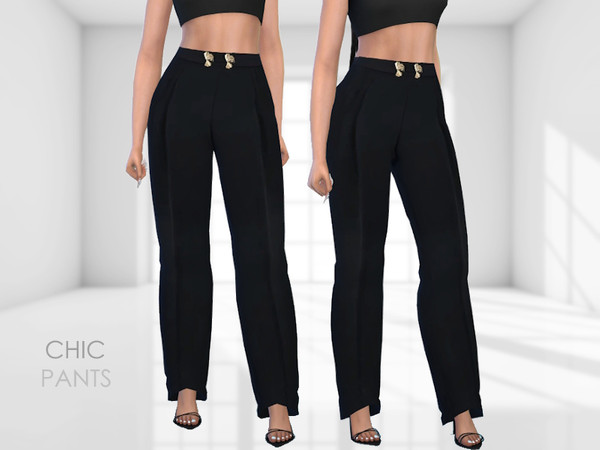 Sims 4 — Chic Pants by Puresim — Black chic pants for female sims