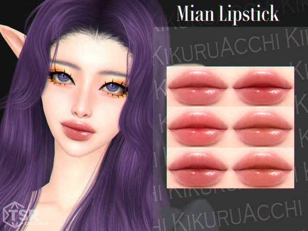 Sims 4 — Mian Lipstick by Kikuruacchi — - It is suitable for Female and Male. ( Teen to Elder ) - 6 swatches - HQ