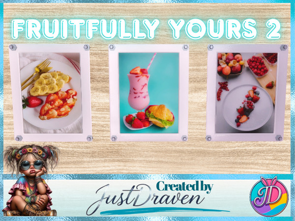 Sims 4 — Fruitfully Yours Portrait | JuatDraven Draven Fruit Strawberry Blueberry Banana Mango Blackberry Canvas by