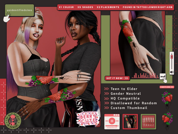 Sims 4 — Enmedieval Tattoo by unidentifiedsims — 1 Colour