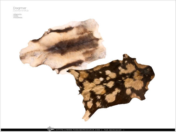 Sims 4 — Dagmar - animal skin rug by Severinka_ — A set of furniture and decor for the design of the bedroom or study. 9