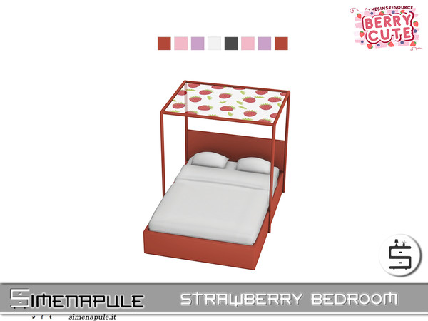 Sims 4 — [SeN4] Strawberry Bedroom - Bed by Simenapule — Strawberry BedroomStrawberry BedroomStrawberry BedroomStrawberry
