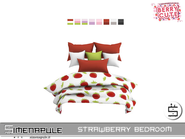 Sims 4 — [SeN4] Strawberry Bedroom - Pillows and Blanket by Simenapule — Strawberry BedroomStrawberry BedroomStrawberry