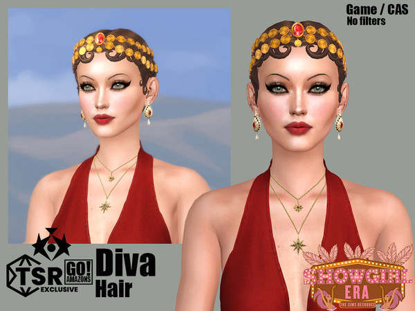 Sims 4 — GOAmazons_DivaHair_Acc (Showgirl Era).package by GoAmazons — Short 30s vintage waves hairstyle with shiny diadem