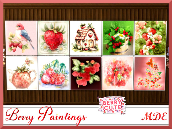 Sims 4 — MDE-Berry Paintings Large by MDE — These berry themed paintings will add joy and freshness to your home. 10