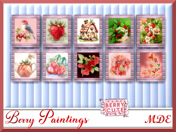 Sims 4 — MDE-Berry Paintings Small by MDE — These berry themed paintings will add joy and freshness to your home. 10