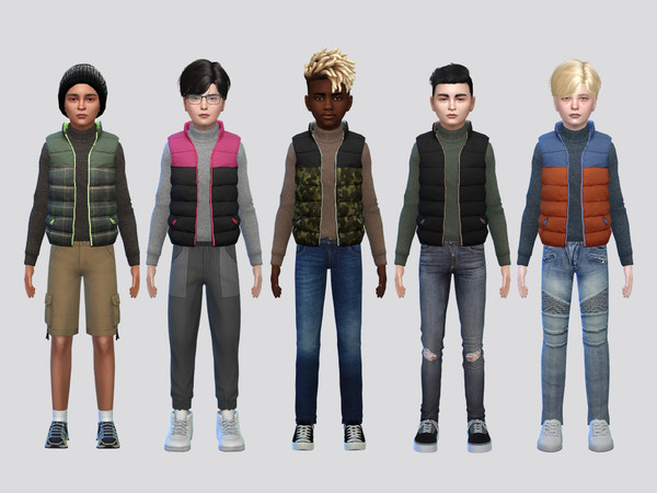 Sims 4 — Camping Puffer Vest Boys by McLayneSims — TSR EXCLUSIVE