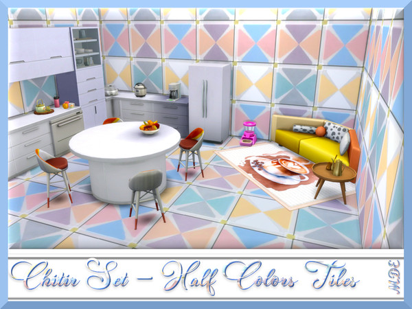 Sims 4 — Chitir Set - Half Colors Tiles by MDE — How about choosing daring colors to get an innovative and unique look in