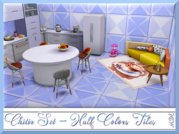 Sims 4 — MDE-Chitir Set -  Half Colors Floor Tiles by MDE — How about choosing daring colors to get an innovative and