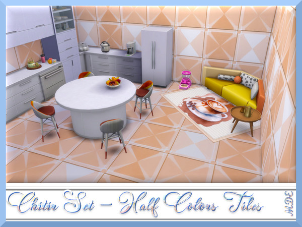 Sims 4 — MDE-Chitir Set -  Half Colors Wall Tiles by MDE — How about choosing daring colors to get an innovative and