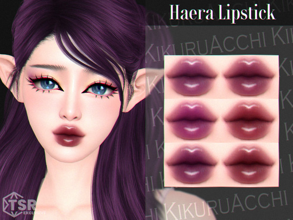 Sims 4 — Haera Lipstick by Kikuruacchi — - It is suitable for Female and Male. ( Teen to Elder ) - 6 swatches - HQ