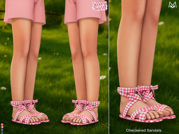 Sims 4 — Checkered Sandals S625 (Child) by Mermalade — New Mesh