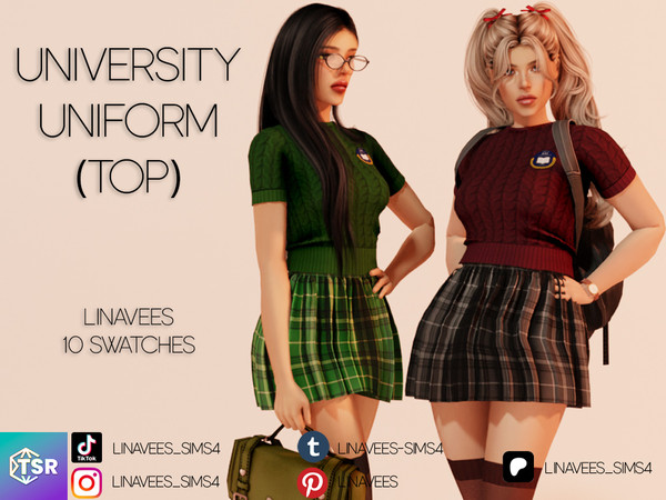 Sims 4 — UNIVERSITY UNIFORM (TOP) by linavees — New Mesh