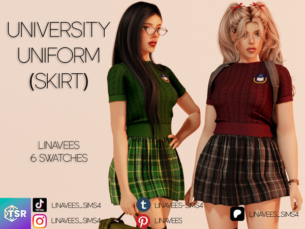 Sims 4 — UNIVERSITY UNIFORM (SKIRT) by linavees — New Mesh