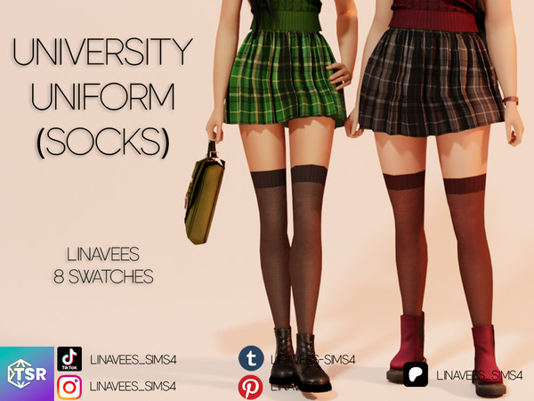 Sims 4 — UNIVERSITY UNIFORM (SOCKS) by linavees — New Mesh