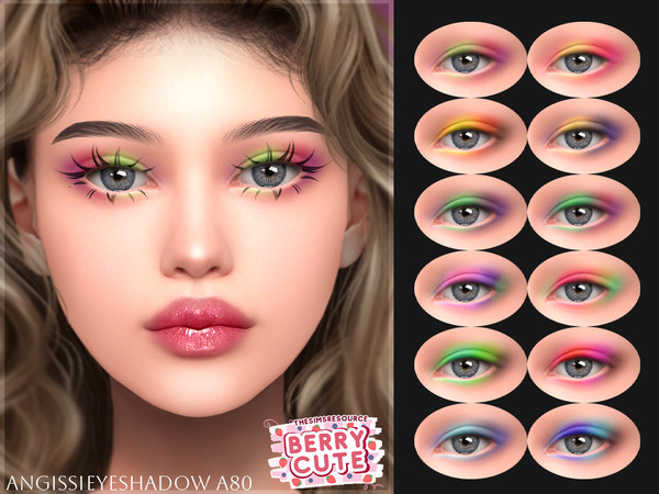 Sims 4 — Eyeshadow A80 by ANGISSI — PREVIEWS MADE USING HQ MOD 12 colors