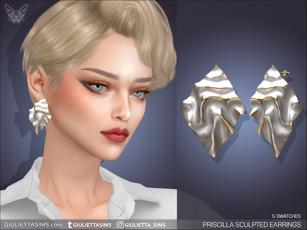 Sims 4 — GiuliettaSims_Priscilla_Sculpted_Earrings.package by feyona — Priscilla Sculpted Earrings Set consists of 2