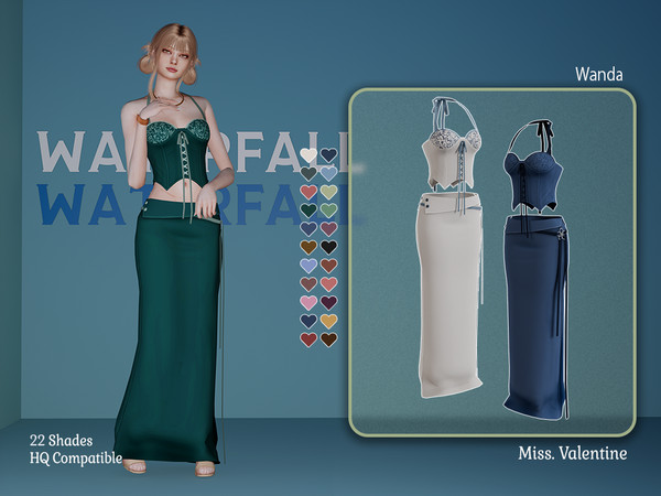 Sims 4 — Wanda Dress by MissValentine142 — Long two piece dress