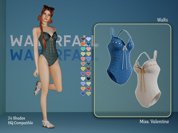 Sims 4 — Wallis Swimsuit by MissValentine142 — One piece swimsuit with open back