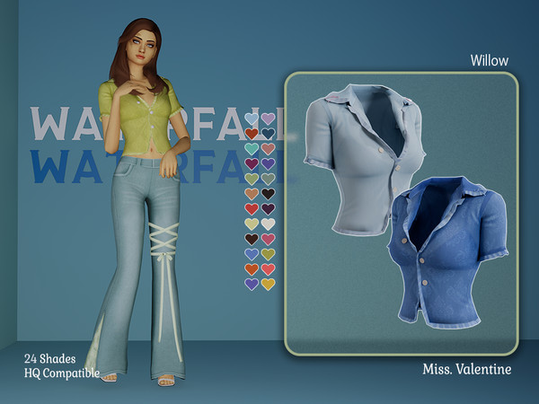 Sims 4 — Willow Top by MissValentine142 — Sheer elegant shirt 24 Shades