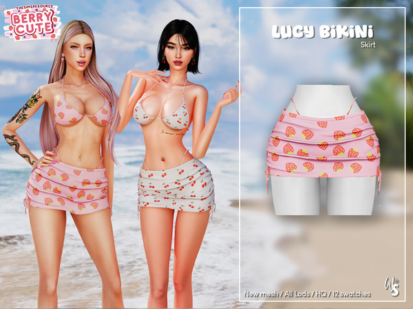 Sims 4 — Berry Cute - Lucy Bikini Skirt by WisteriaSims — - FOR WOMAN - NEW MESH - TEEN TO ELDER - Clothing Bottom