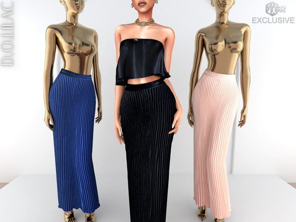 Sims 4 — Silk Pleated Maxi Skirt DO0972 by DOLilac — Custom thumbnail