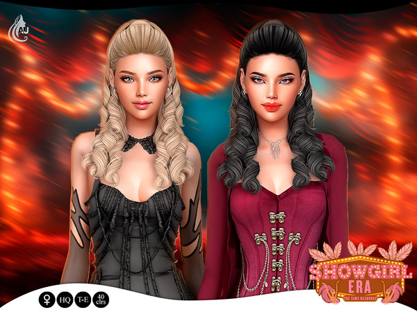 Sims 4 — Showgirl Era - Showgirl hairstyle by Aurum — High ponytail with curly strands for your showgirl sim